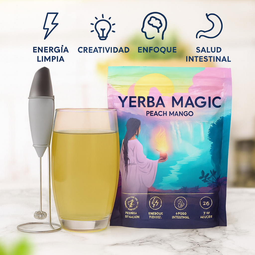 Menos hinchazón, más energía y calma mental con Yerba Magic® Peach Mango x 30 porciones — ORIGINAL ⭐️⭐️⭐️⭐️⭐️