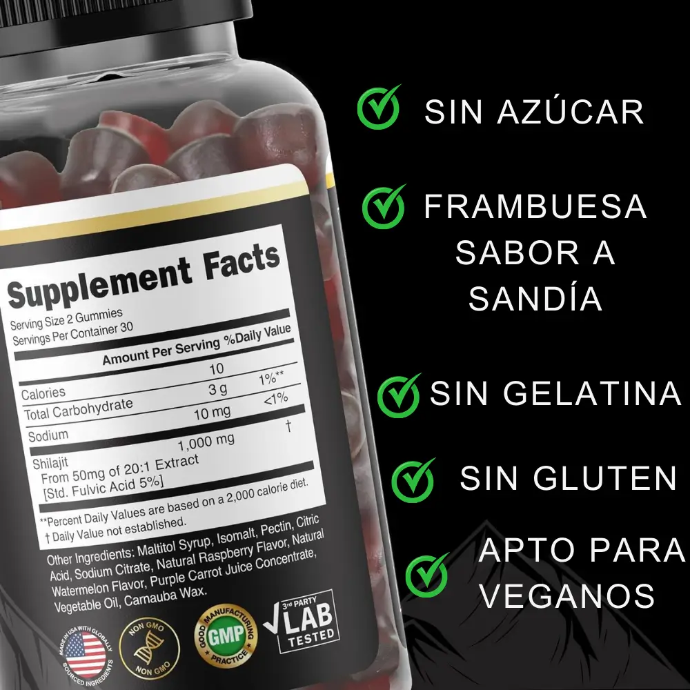 Energía, enfoque y virilidad con Premium Himalayan™ Shilajit GUMMIES x 60C/U — ORIGINAL ⭐️⭐️⭐️⭐️⭐️
